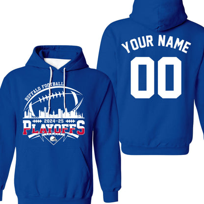 Buffalo American Football 2024-25 Playoffs Skyline Double Sided Long Sleeve Shirt, Playoffs Game Day Custom 2 Sided Long Sleeve Shirts