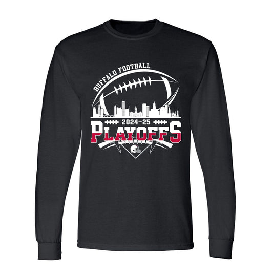 Buffalo American Football 2024-25 Playoffs Skyline Long Sleeve Shirt, Playoffs Game Day Long Sleeve Shirt For Buffalo Football Fans