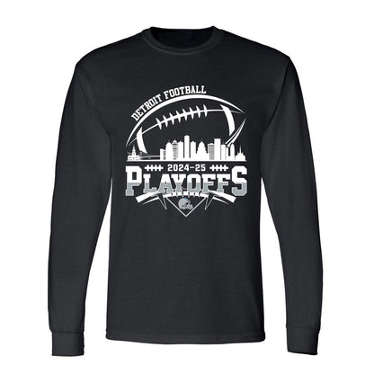 Detroit American Football 2024-25 Playoffs Skyline V-neck Shirt, Playoffs Detroit Game Day V-neck Shirts, V-neck For Detroit Football Fans