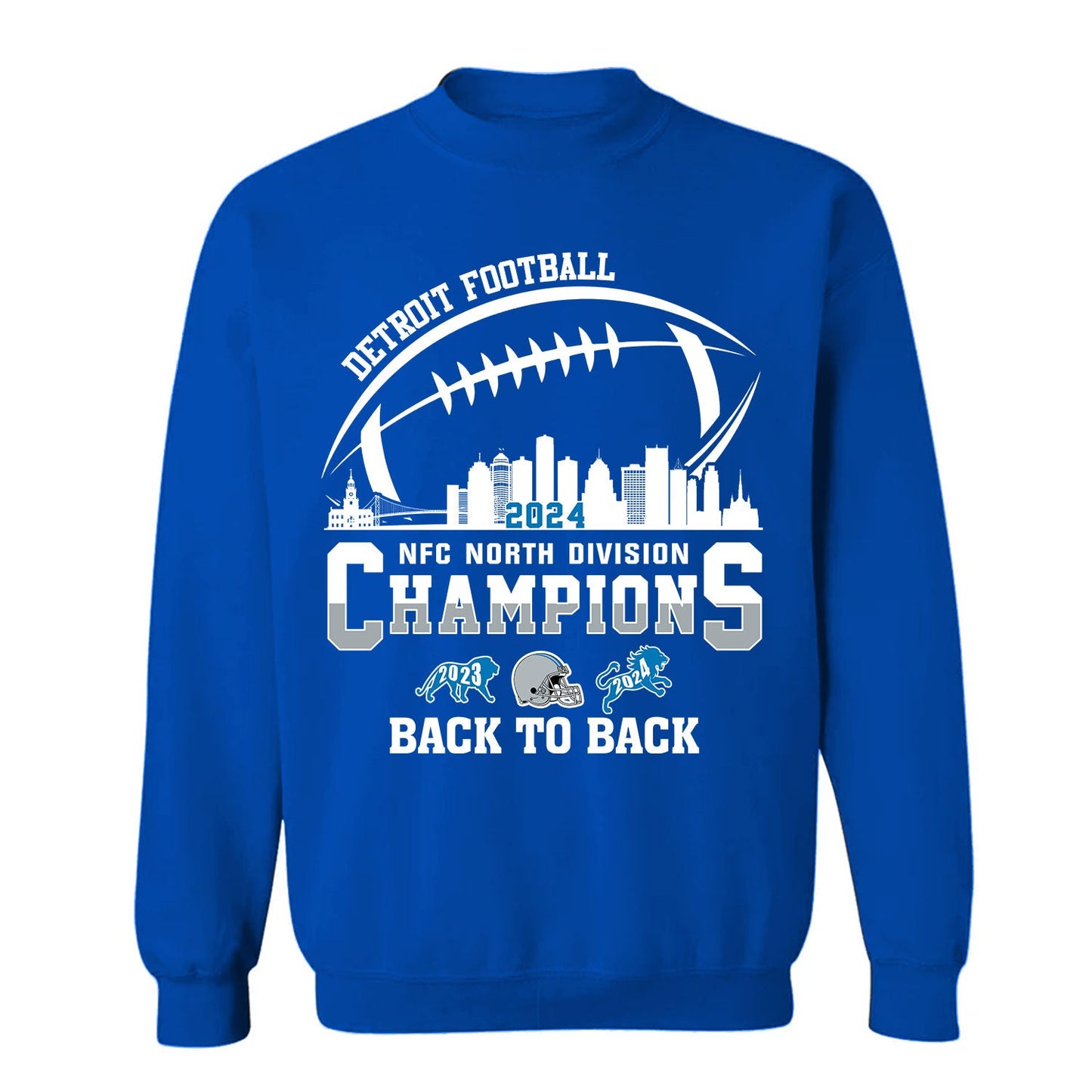 Detroit Football 2024 NFC North Division Champions Back To Back Shirts, 2024 NFC North Champs Apparel For Detroit Football Fans