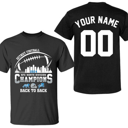 Personalized Detroit Football 2024 NFC North Division Champions Back To Back Long Sleeve Shirt 2-Side, Detroit Football Champs Shirts