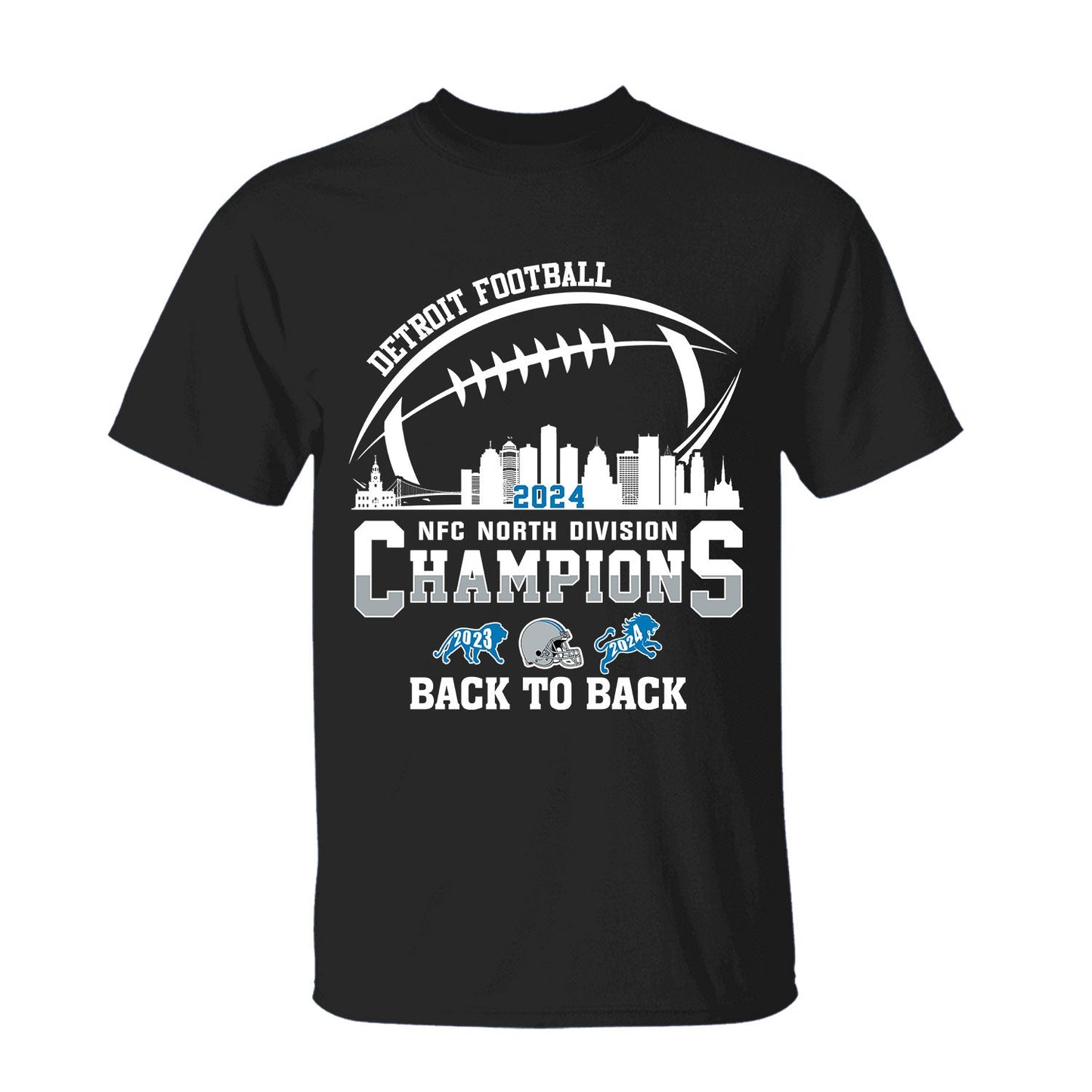 Detroit Football 2024 NFC North Division Champions Back To Back Shirts, 2024 NFC North Champs Apparel For Detroit Football Fans