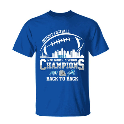 Detroit Football 2024 NFC North Division Champions Back To Back Shirts, 2024 NFC North Champs Apparel For Detroit Football Fans