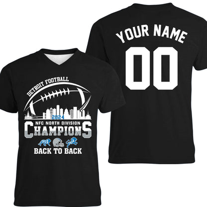 Detroit Football NFC North Division Champions Back To Back Double Sided Hoodie, 2024 NFC North Champs 2 Sided Custom Shirts