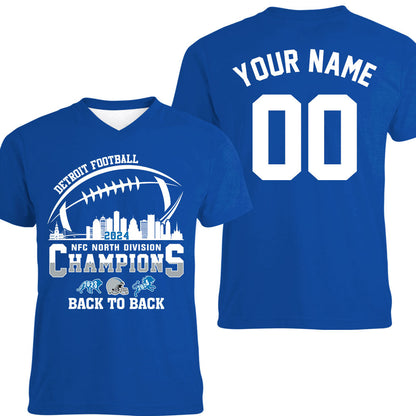 Personalized Detroit Football 2024 NFC North Division Champions Back To Back Long Sleeve Shirt 2-Side, Detroit Football Champs Shirts
