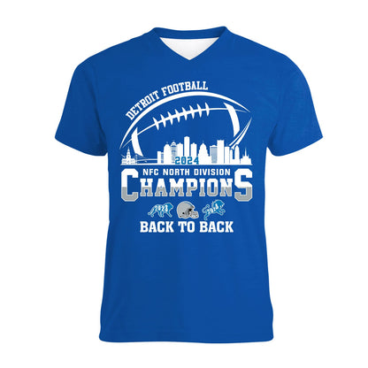 Detroit Football 2024 NFC North Division Champions Back To Back Shirts, 2024 NFC North Champs Apparel For Detroit Football Fans