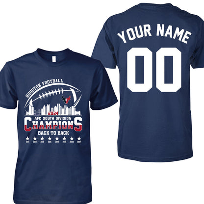 2024 Houston American Football AFC South Champions double sided Sweatshirt, Personalized Houston Football Division Champions 2 Sided Sweatshirt