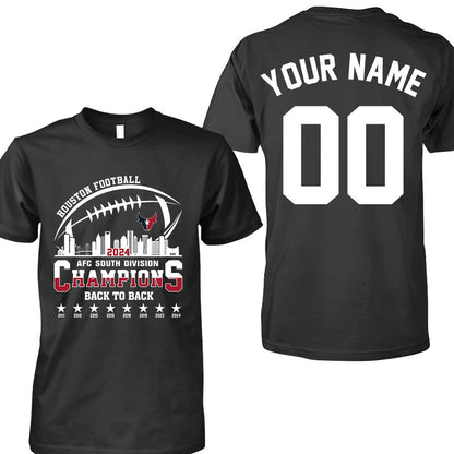 2024 Houston American Football AFC South Champions double sided Sweatshirt, Personalized Houston Football Division Champions 2 Sided Sweatshirt