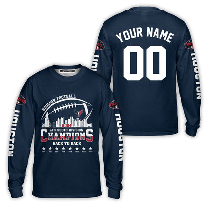 2024 Houston American Football AFC South Champions Custom Hoodie Shirts, Custom Houston Football Division Champion Hoodie Apparel