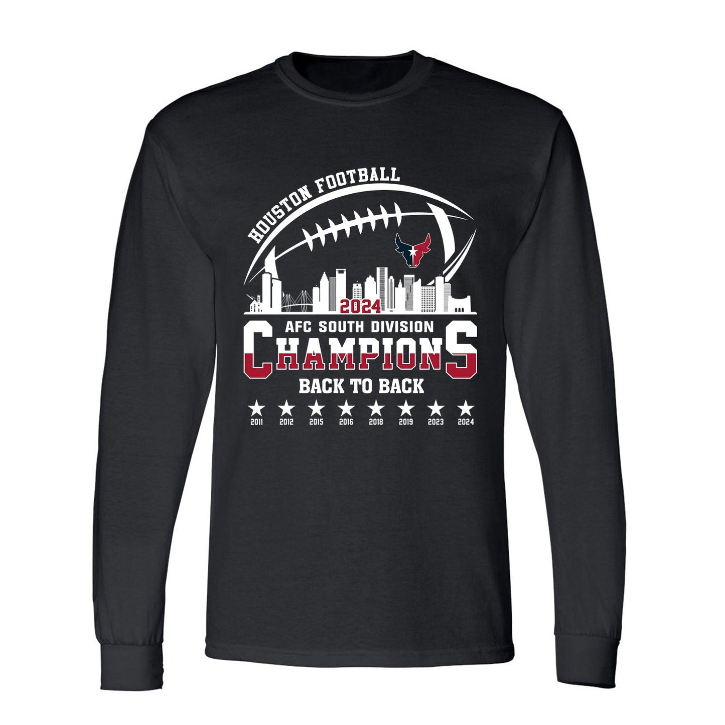 2024 Houston American Football AFC South Champions Long Sleeve Shirt, Houston Football Division Champions Apparel Shirts