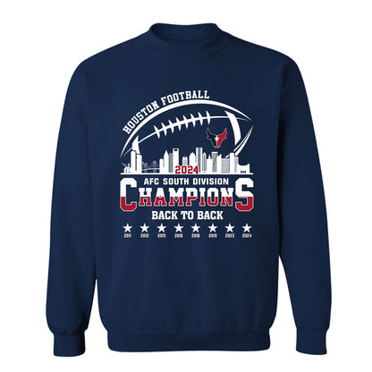 2024 Houston American Football AFC South Champions Long Sleeve Shirt, Houston Football Division Champions Apparel Shirts