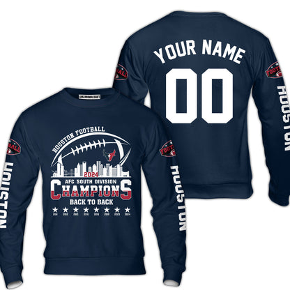 2024 Houston American Football AFC South Champions Custom Hoodie Shirts, Custom Houston Football Division Champion Hoodie Apparel