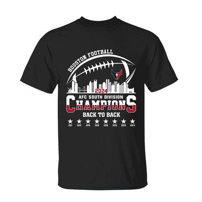 2024 Houston American Football AFC South Champions Long Sleeve Shirt, Houston Football Division Champions Apparel Shirts
