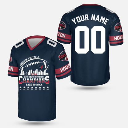 2024 Houston American Football AFC South Champions Custom Baseball Jersey, Custom Houston Football Division Champion Baseball Jersey