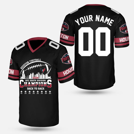 2024 Houston American Football AFC South Champions Custom V-neck Jersey, Custom Houston Football Division Champion V-neck Jersey