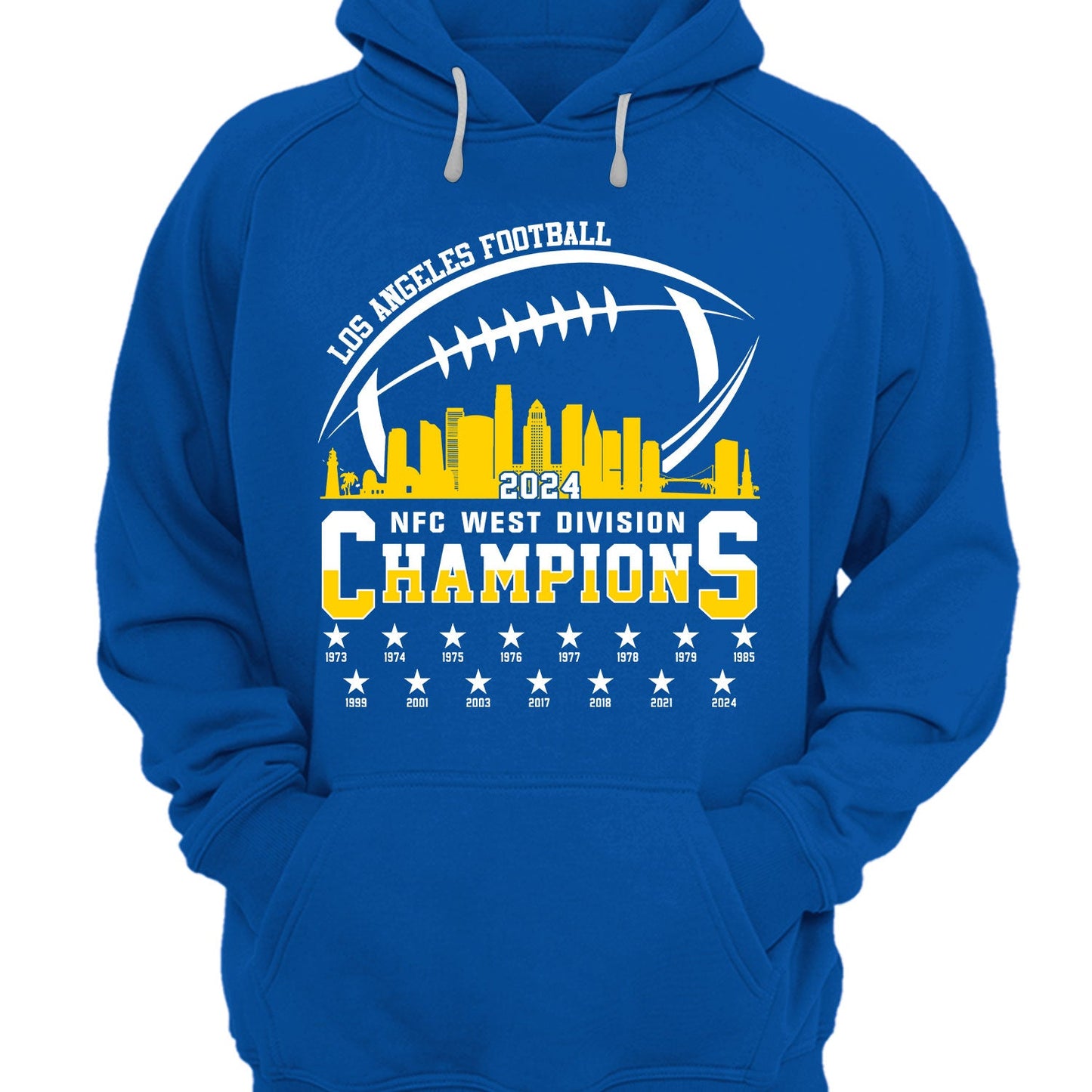 Los Angeles Football 2024 NFC West Division Champions Skyline V-neck Shirt, 2024 NFC West Champs Long Sleeve Shirts For V-neck Football Fans