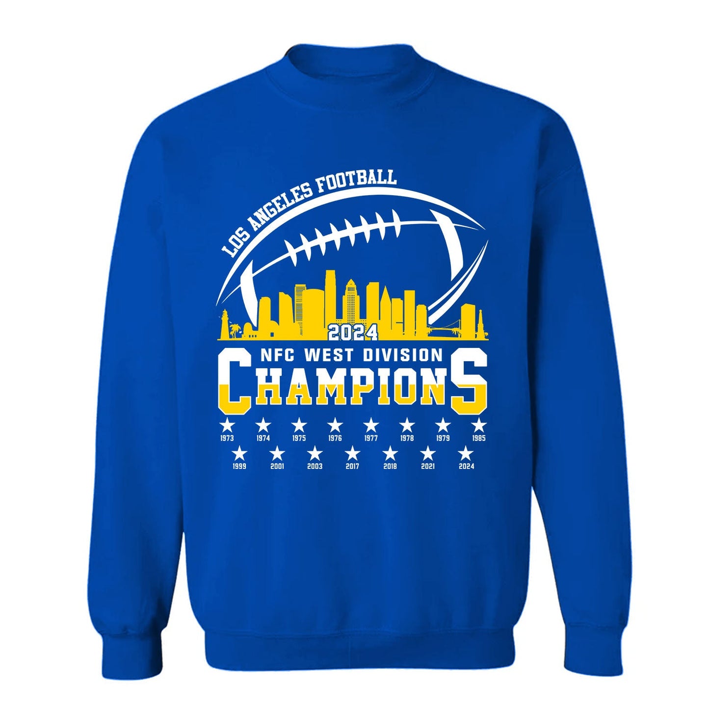 Los Angeles Football 2024 NFC West Division Champions Skyline V-neck Shirt, 2024 NFC West Champs Long Sleeve Shirts For V-neck Football Fans