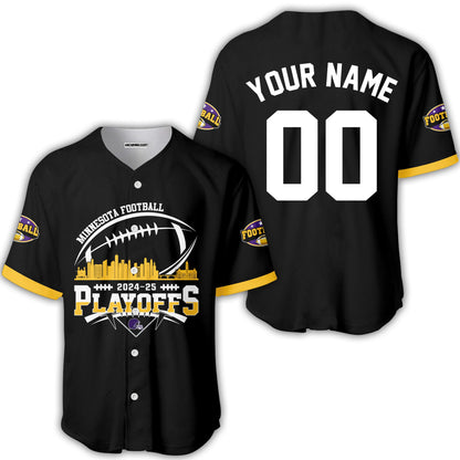 Minnesota American Football 2024-25 Playoffs Skyline Custom Long Sleeve Shirt, Game Day Division Playoffs 2 Sided Long Sleeve Shirts