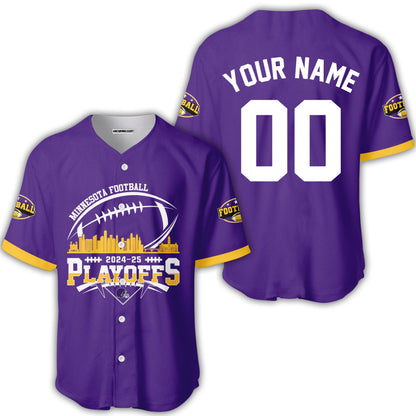 Minnesota American Football 2024-25 Playoffs Skyline Custom Long Sleeve Shirt, Game Day Division Playoffs 2 Sided Long Sleeve Shirts