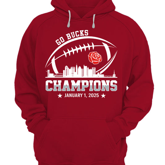 2025 Rose Champions Skyline Hoodie, Go Bucks Football 2025 Rose Champions Hoodie For Go Bucks  Football Fans