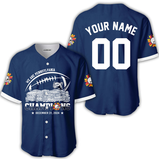 2024 Fiesta Champions Skyline Custom Baseball Jersey Shirt, We Are Pennsylvania Football 2024 Fiesta Champions 2 Sided Custom Baseball Jersey Shirts