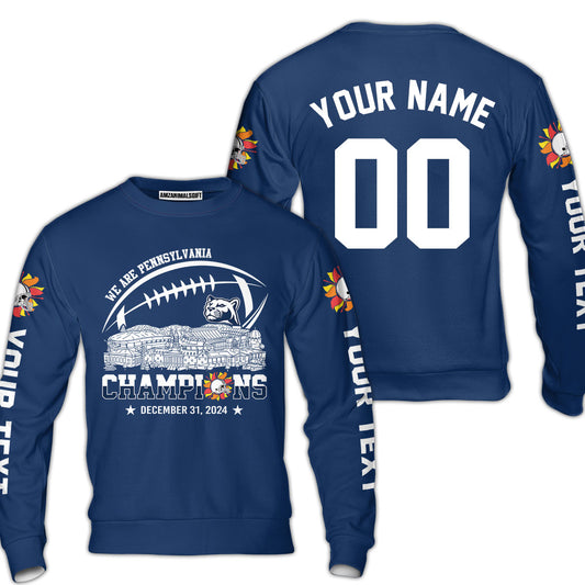 2024 Fiesta Champions Skyline Custom Sweatshirt, We Are Pennsylvania Football 2024 Fiesta Champions 2 Sided Custom Sweatshirt