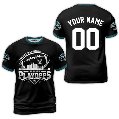 Philadelphia American Football 2024-25 Playoffs Skyline Custom V-neck Jersey, Custom Playoffs Philadelphia Football Game Day 2 Sided V-neck Jersey