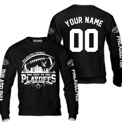 Philadelphia American Football 2024-25 Playoffs Skyline Custom Baseball Jersey, Custom Playoffs Philadelphia Football Game Day 2 Sided Baseball Jersey