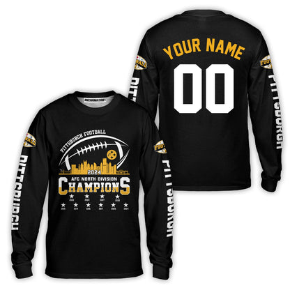 Pittsburgh American Football 2024-25 Playoffs Skyline Custom Hoodie, Pittsburgh Game Day Division Custom, Double Sided Hoodie For Pittsburgh Football