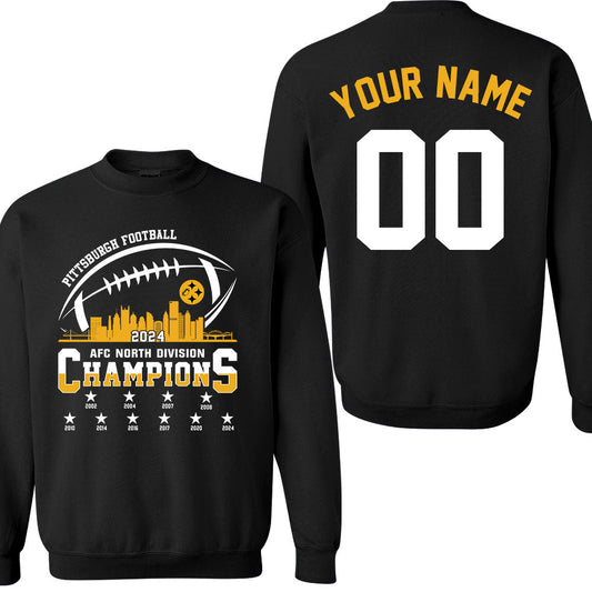 Pittsburgh American Football 2024-25 Playoffs Skyline Double Sided Sweatshirt, Pittsburgh Game Day Division, 2 Sided Sweatshirt Pittsburgh Football