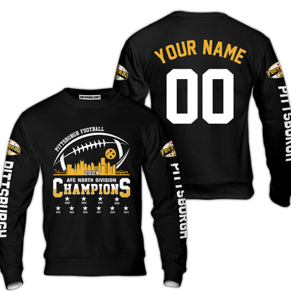 Pittsburgh American Football 2024-25 Playoffs Skyline Custom Hoodie, Pittsburgh Game Day Division Custom, Double Sided Hoodie For Pittsburgh Football