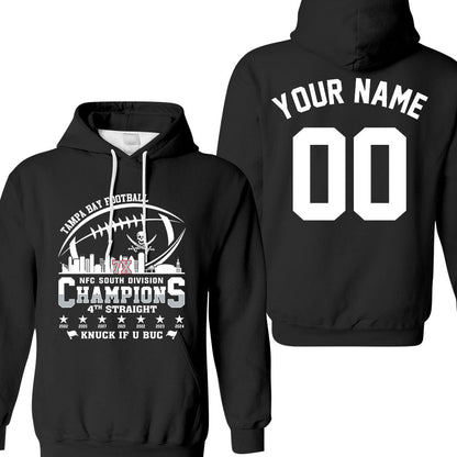 Tampa Bay Football 2024 NFC South Division Champions Skyline 2 Sided Shirts, 2024 NFC South Champs Custom Double Sided Shirts