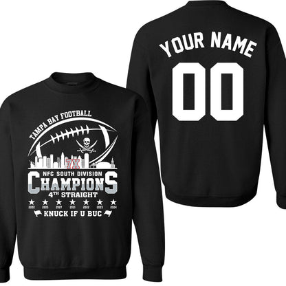Tampa Bay Football 2024 NFC South Division Champions Skyline 2 Sided Shirts, 2024 NFC South Champs Custom Double Sided Shirts