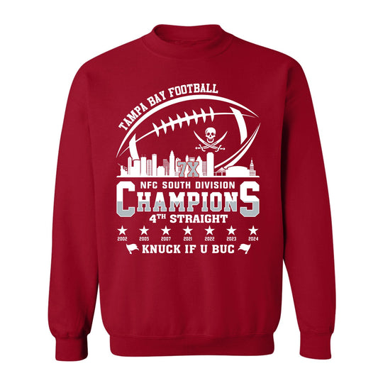 Tampa Bay Football 2024 NFC South Division Champions Skyline Sweatshirt, 2024 NFC South Champs Sweatshirt For Tampa Bay Football Fans