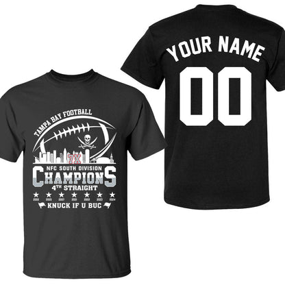 Tampa Bay Football 2024 NFC South Division Champions Skyline 2 Sided Shirts, 2024 NFC South Champs Custom Double Sided Shirts