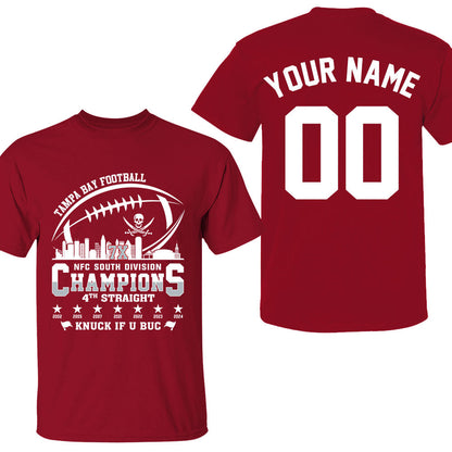 Tampa Bay Football 2024 NFC South Division Champions Skyline 2 Sided Shirts, 2024 NFC South Champs Custom Double Sided Shirts