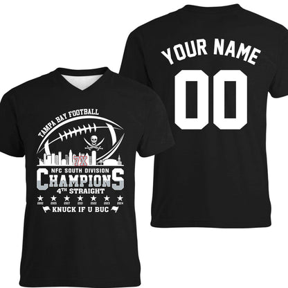Tampa Bay Football 2024 NFC South Division Champions Skyline 2 Sided Shirts, 2024 NFC South Champs Custom Double Sided Shirts
