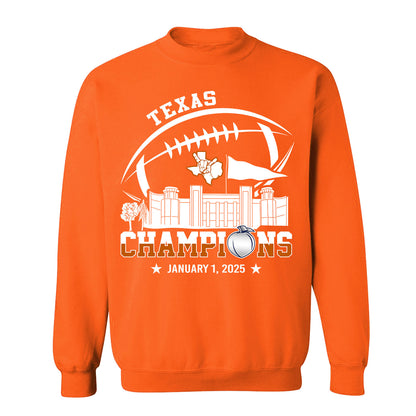2025 Peach Champions Skyline Hoodie Sweatshirt, Texas Football 2025 Peach Champions Hoodie Sweatshirt For Texas Football Fans