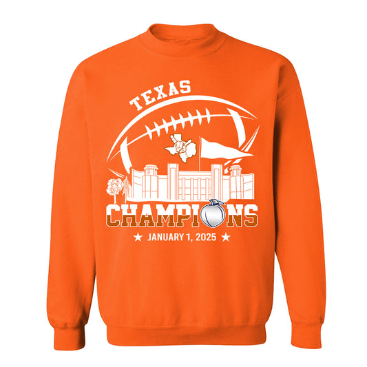 2025 Peach Champions Skyline Hoodie Sweatshirt, Texas Football 2025 Peach Champions Hoodie Sweatshirt For Texas Football Fans