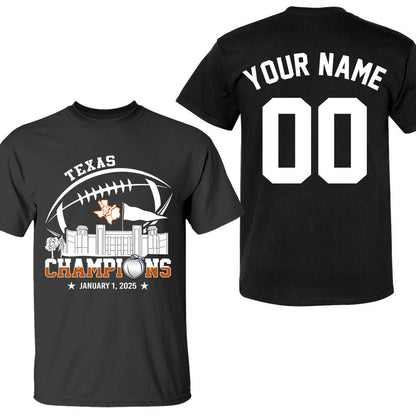2025 Peach Champions Skyline Double Sided Hoodie Shirts, Texas Football 2025 Peach Champions 2 Sided Custom Hoodie Shirts