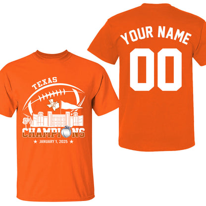 2025 Peach Champions Skyline Double Sided Hoodie Shirts, Texas Football 2025 Peach Champions 2 Sided Custom Hoodie Shirts