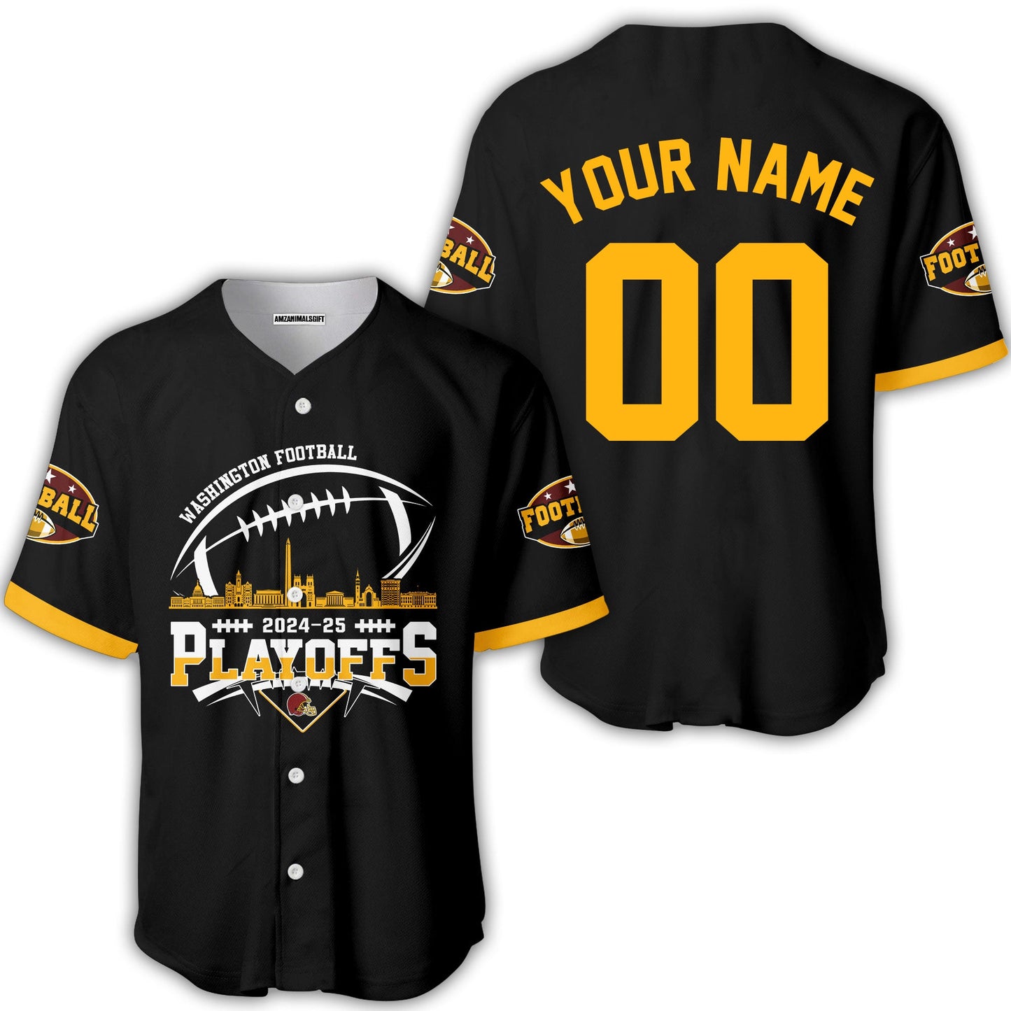 Washington American Football 2024-25 Playoffs Skyline Custom Double Sided Sweatshirt, Washington Game Day Division Playoffs Custom 2 Sided Sweatshirt