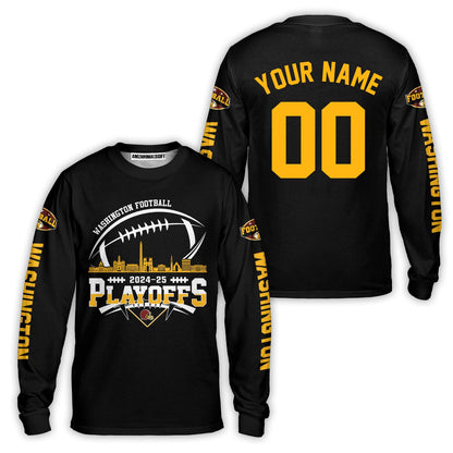 Washington American Football 2024-25 Playoffs Skyline Custom Double Sided Sweatshirt, Washington Game Day Division Playoffs Custom 2 Sided Sweatshirt