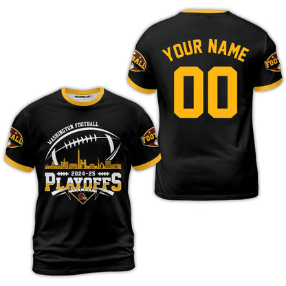 Washington American Football 2024-25 Playoffs Skyline Custom Double Sided Baseball Jersey,Washington Game Day Division Playoffs Custom Baseball Jersey