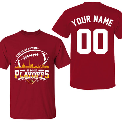 Washington American Football 2024-25 Playoffs Skyline Double Sided V-neck Shirts, Washington Game Day Divisional Playoffs Custom V-neck Shirts