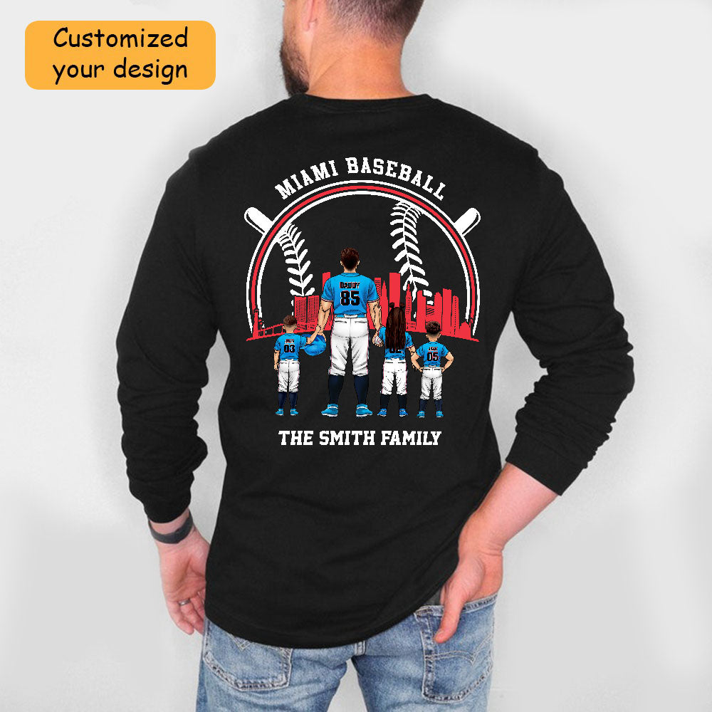 Personalized Miami Baseball Family Dad Shirt, Perfect Gift For Dad, Father, Grandpa, Family, Baseball Lovers