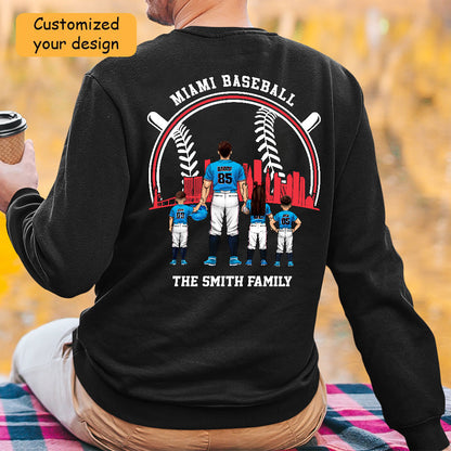Personalized Miami Baseball Family Dad Shirt, Perfect Gift For Dad, Father, Grandpa, Family, Baseball Lovers