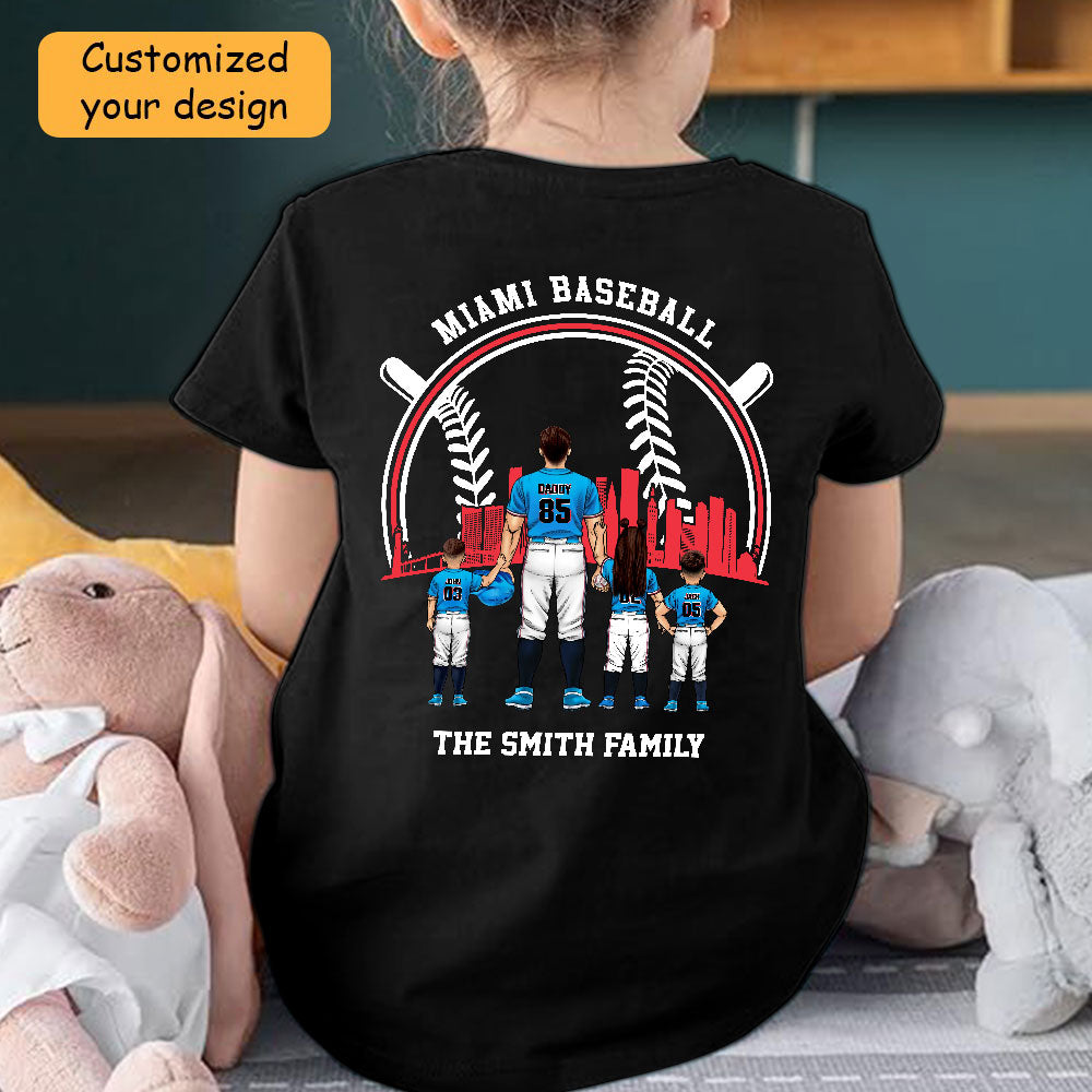 Personalized Miami Baseball Family Dad Shirt, Perfect Gift For Dad, Father, Grandpa, Family, Baseball Lovers