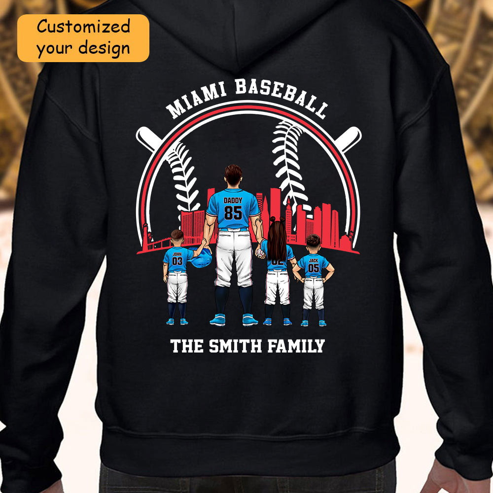 Personalized Miami Baseball Family Dad Shirt, Perfect Gift For Dad, Father, Grandpa, Family, Baseball Lovers