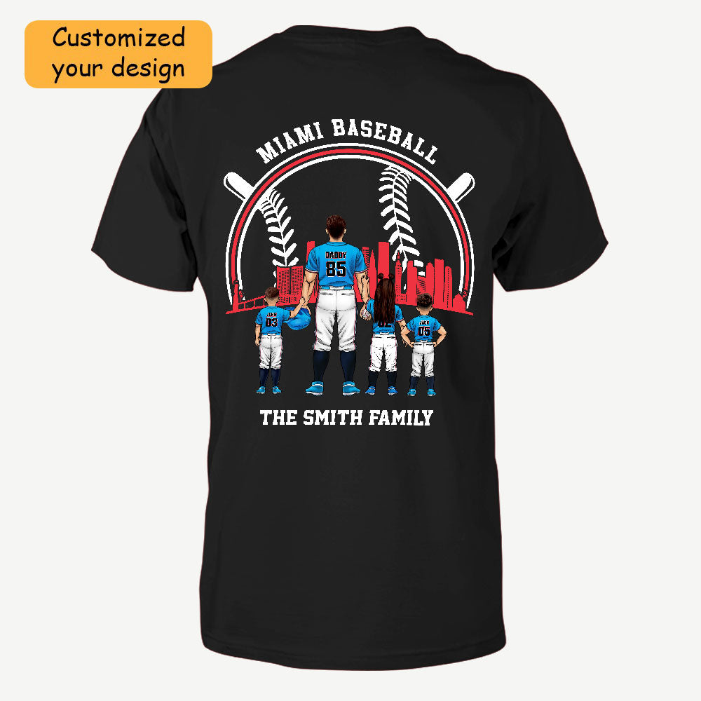 Personalized Miami Baseball Family Dad Shirt, Perfect Gift For Dad, Father, Grandpa, Family, Baseball Lovers